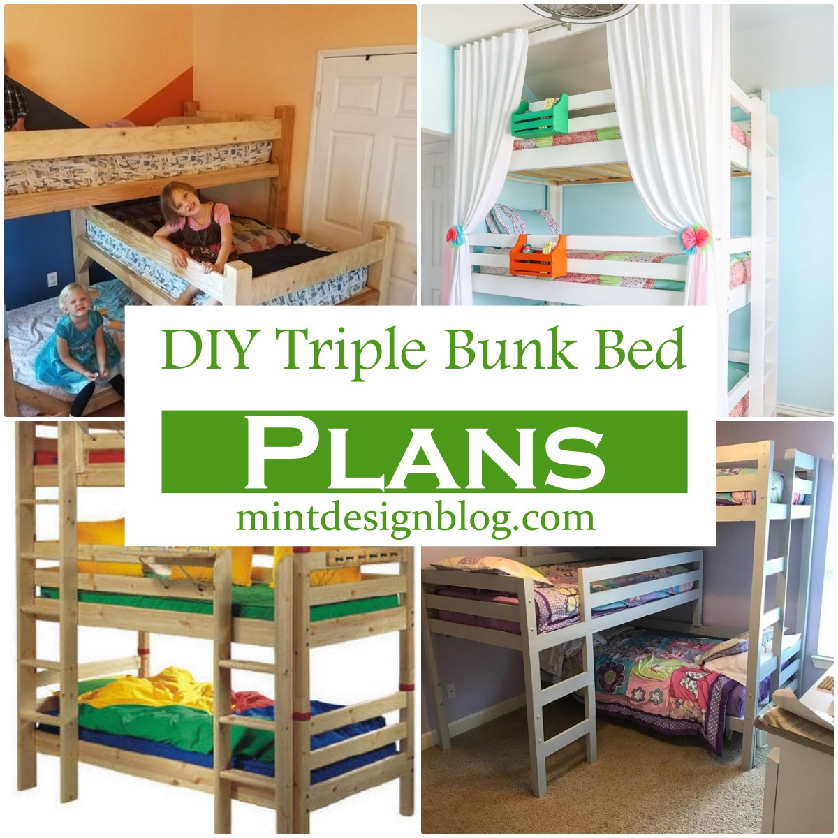 12 DIY Triple Bunk Bed plans For Kid's Room Mint Design Blog