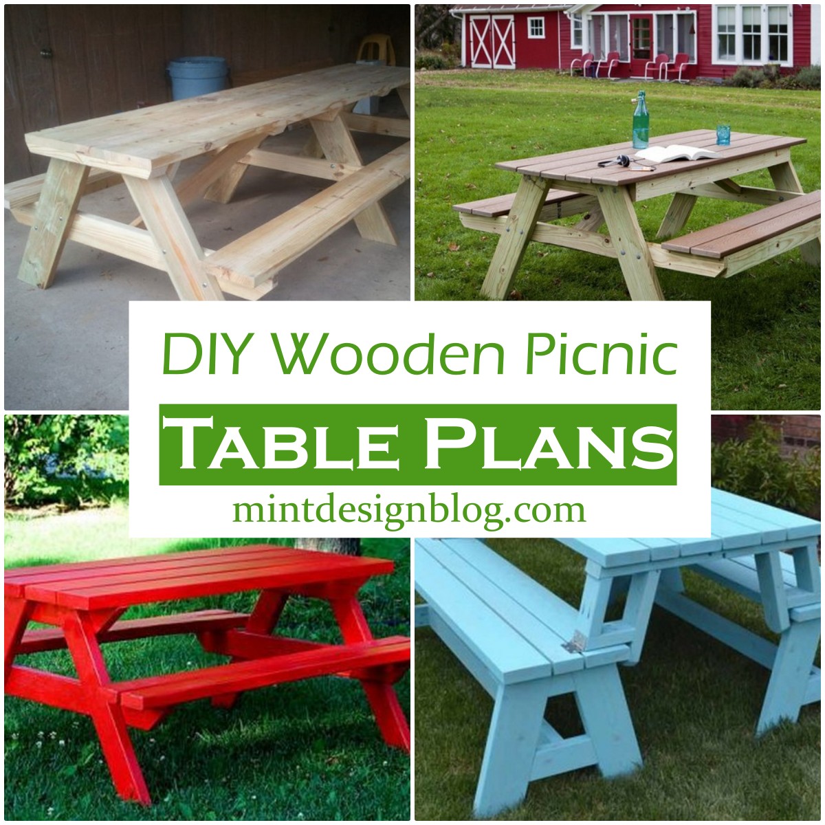 17 DIY Wooden Picnic Table Plans For Backyard Party Mint Design Blog