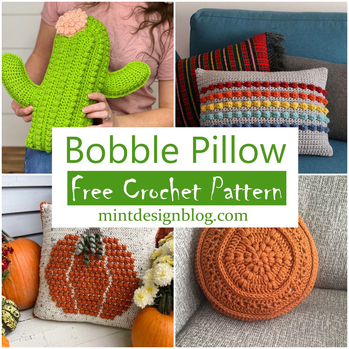 20 Free Crochet Bobble Pillow Patterns Mint Design Blog